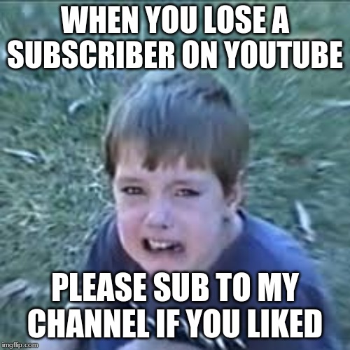 Sad Lannan (LazarBeam) | WHEN YOU LOSE A SUBSCRIBER ON YOUTUBE; PLEASE SUB TO MY CHANNEL IF YOU LIKED | image tagged in sad lannan lazarbeam | made w/ Imgflip meme maker