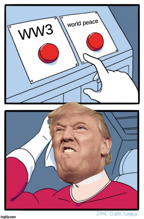 Two Buttons | world peace; WW3 | image tagged in memes,two buttons | made w/ Imgflip meme maker