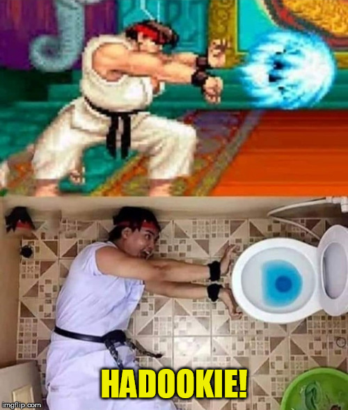 Bathroom Fighter II | HADOOKIE! | image tagged in street fighter,video game,video games,arcade | made w/ Imgflip meme maker