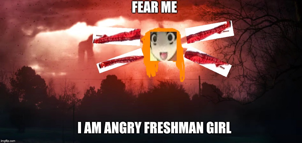 Stranger Things 2 | FEAR ME; I AM ANGRY FRESHMAN GIRL | image tagged in stranger things 2 | made w/ Imgflip meme maker