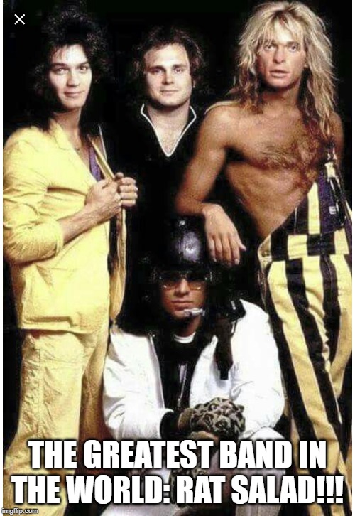 Van Halen OG Band Name | THE GREATEST BAND IN THE WORLD: RAT SALAD!!! | image tagged in van halen | made w/ Imgflip meme maker