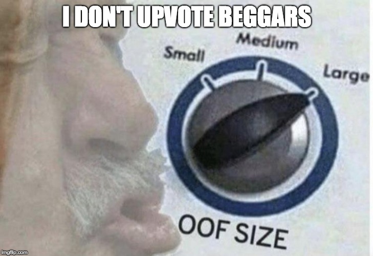 Oof size large | I DON'T UPVOTE BEGGARS | image tagged in oof size large | made w/ Imgflip meme maker