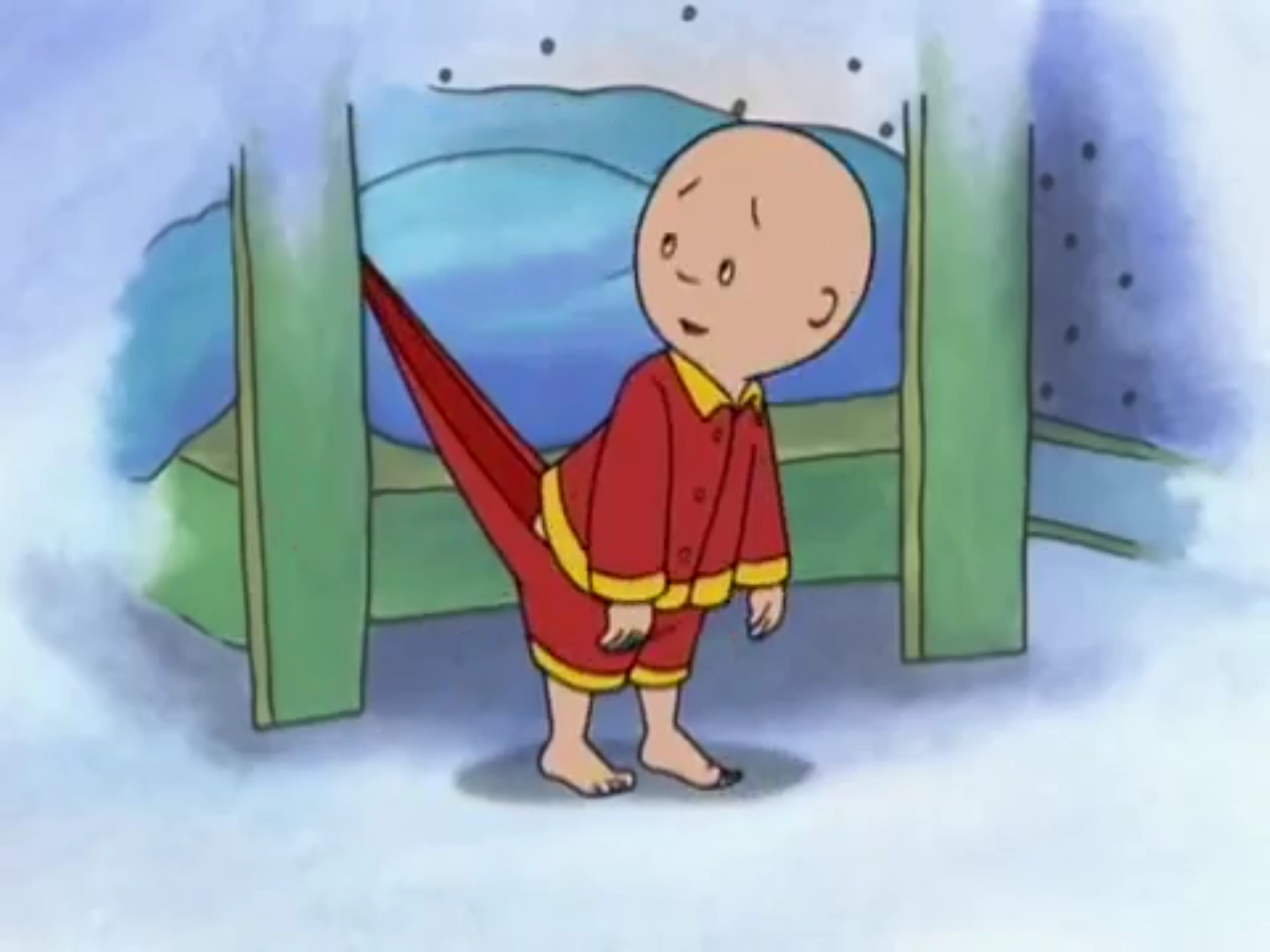 Caillou stuck in bed leg Blank Meme Template