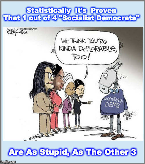 AOC Democrats | Statistically  It's  Proven
That 1 out of 4 "Socialist Democrats"; Are As Stupid, As The Other 3 | image tagged in aoc,democratic socialism,communist socialist,socialism,socialists | made w/ Imgflip meme maker