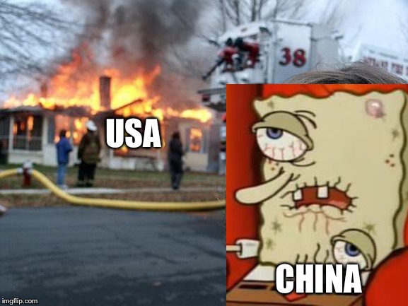 The Virus | USA; CHINA | image tagged in memes,disaster girl,corona virus,usa,funny,china | made w/ Imgflip meme maker