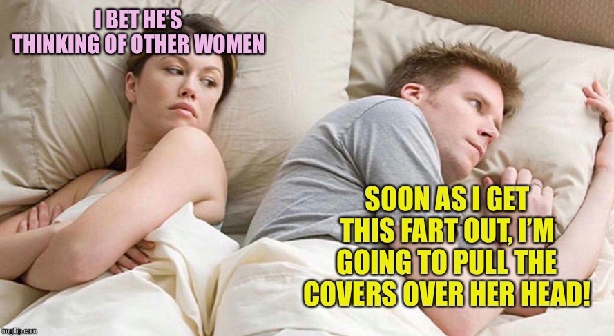 Married life | image tagged in i bet he's thinking about other women,married,couple upset in bed,funny memes | made w/ Imgflip meme maker
