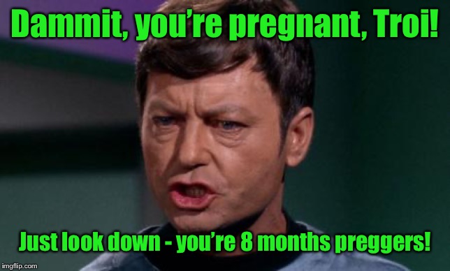 Dammit Jim | Dammit, you’re pregnant, Troi! Just look down - you’re 8 months preggers! | image tagged in dammit jim | made w/ Imgflip meme maker