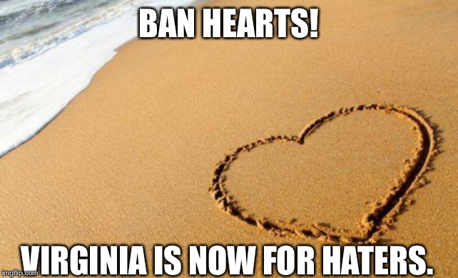 Beach Heart  | BAN HEARTS! VIRGINIA IS NOW FOR HATERS. | image tagged in beach heart | made w/ Imgflip meme maker