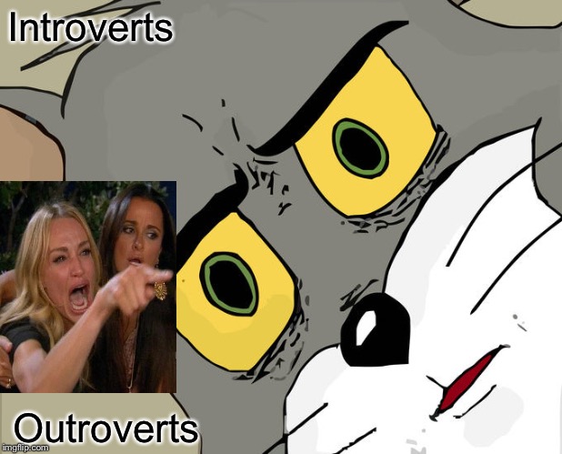 Unsettled Tom | Introverts; Outroverts | image tagged in memes,unsettled tom | made w/ Imgflip meme maker