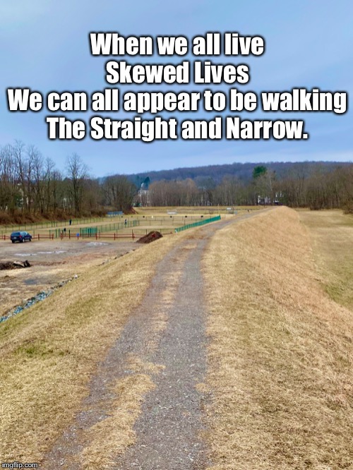 Straight and Narrow | When we all live
Skewed Lives
We can all appear to be walking
The Straight and Narrow. | image tagged in religious,bible,inspirational,god | made w/ Imgflip meme maker