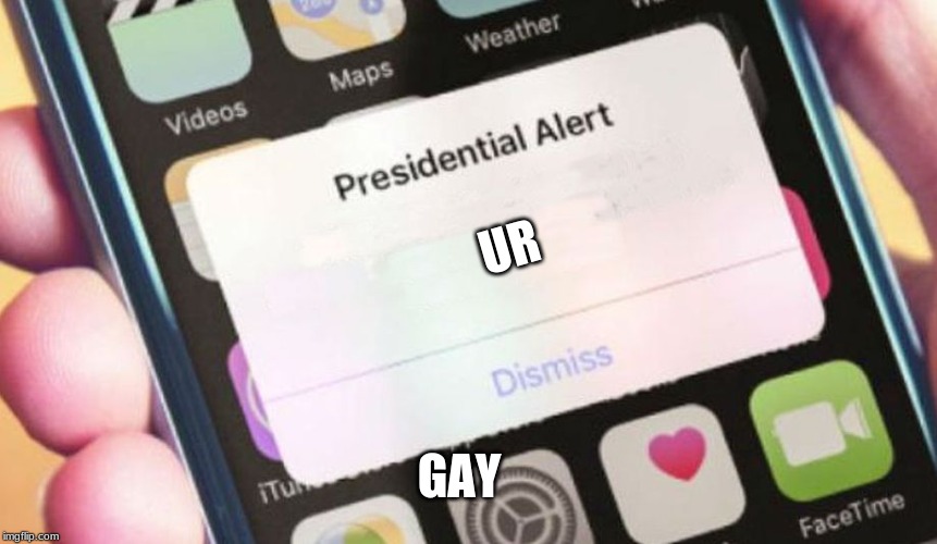 Presidential Alert | UR; GAY | image tagged in memes,presidential alert | made w/ Imgflip meme maker