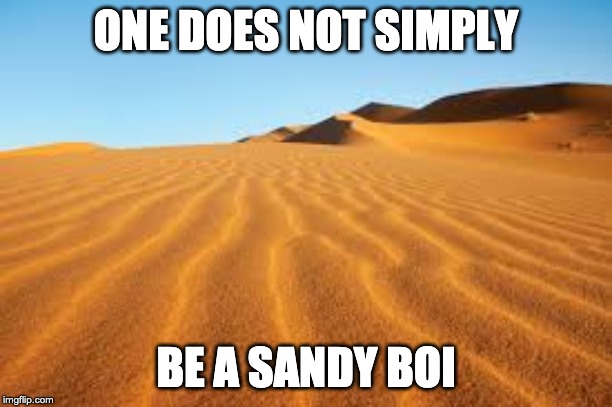 Sandy boi | ONE DOES NOT SIMPLY; BE A SANDY BOI | image tagged in sand | made w/ Imgflip meme maker
