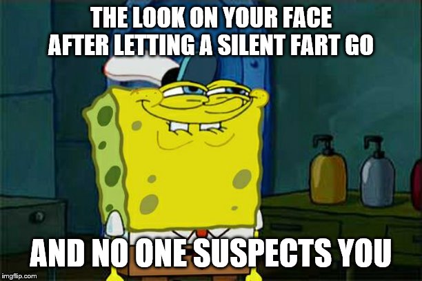 Don't You Squidward Meme | THE LOOK ON YOUR FACE AFTER LETTING A SILENT FART GO; AND NO ONE SUSPECTS YOU | image tagged in memes,dont you squidward | made w/ Imgflip meme maker
