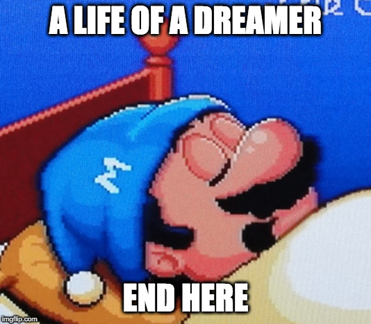 zzzzz | A LIFE OF A DREAMER; END HERE | image tagged in dream | made w/ Imgflip meme maker