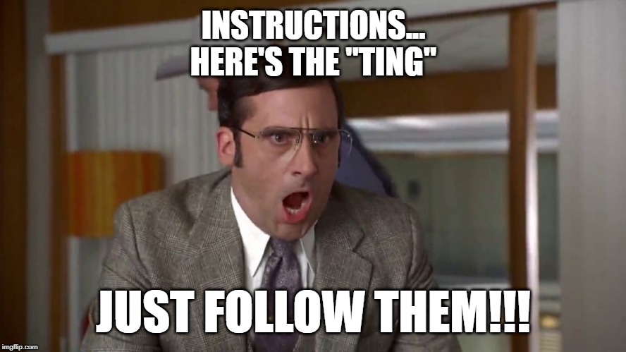 Rick Anchorman | INSTRUCTIONS...
HERE'S THE "TING"; JUST FOLLOW THEM!!! | image tagged in rick anchorman | made w/ Imgflip meme maker