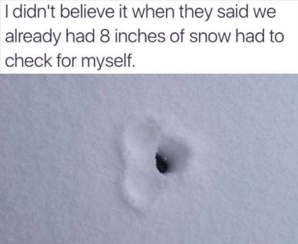 I had to check the snow depth myself | image tagged in dick jokes,snow day,frosty the snowman,jingle balls,snowman vs snow woman,funny | made w/ Imgflip meme maker