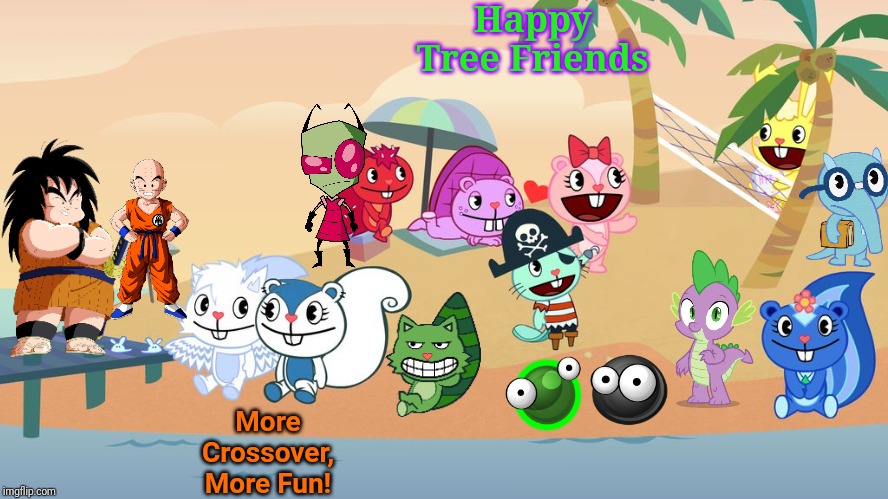 Beach (HTF Crossover) | Happy Tree Friends; More Crossover, More Fun! | image tagged in happy tree friends,animation,cartoon,crossover | made w/ Imgflip meme maker