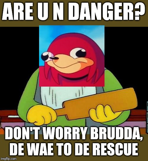 That's a paddlin' Meme | ARE U N DANGER? DON'T WORRY BRUDDA, DE WAE TO DE RESCUE | image tagged in memes,that's a paddlin',ugandan knuckles,de wae,dank memes,rescue | made w/ Imgflip meme maker