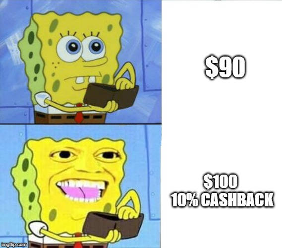 Spongebob Wallet | $90; $100 
10% CASHBACK | image tagged in spongebob wallet | made w/ Imgflip meme maker