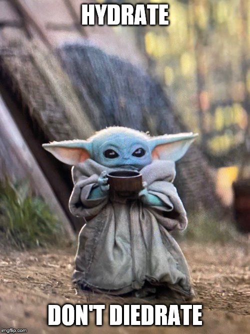 BABY YODA TEA | HYDRATE; DON'T DIEDRATE | image tagged in baby yoda tea | made w/ Imgflip meme maker
