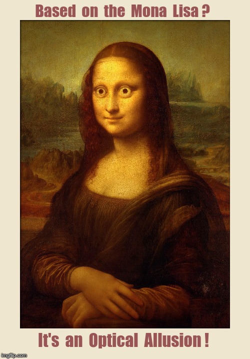 Am I Really Seeing ... ? | Based  on  the  Mona  Lisa ? It's  an  Optical  Allusion ! | image tagged in memes,puns,mona lisa,rick75230 | made w/ Imgflip meme maker