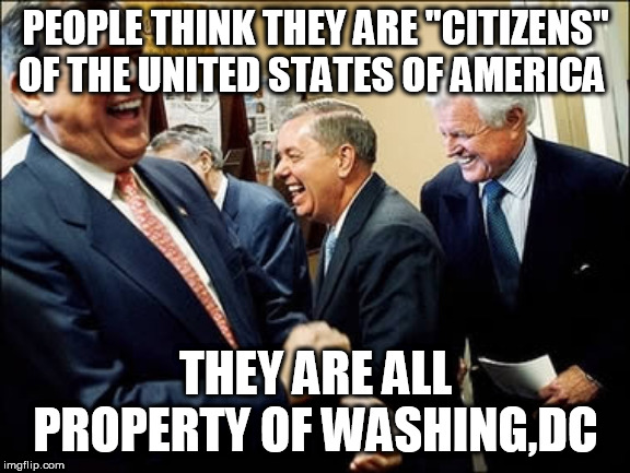 WE ARE ALL PROPERTY OF WASHING,DC | PEOPLE THINK THEY ARE "CITIZENS" OF THE UNITED STATES OF AMERICA; THEY ARE ALL PROPERTY OF WASHING,DC | image tagged in memes,men laughing,politics,funny,fox news,wtf | made w/ Imgflip meme maker