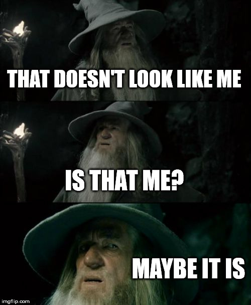 Confused Gandalf Meme | THAT DOESN'T LOOK LIKE ME IS THAT ME? MAYBE IT IS | image tagged in memes,confused gandalf | made w/ Imgflip meme maker