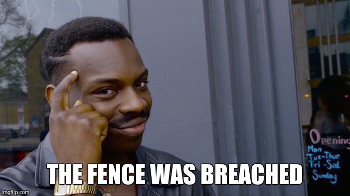 Roll Safe Think About It Meme | THE FENCE WAS BREACHED | image tagged in memes,roll safe think about it | made w/ Imgflip meme maker