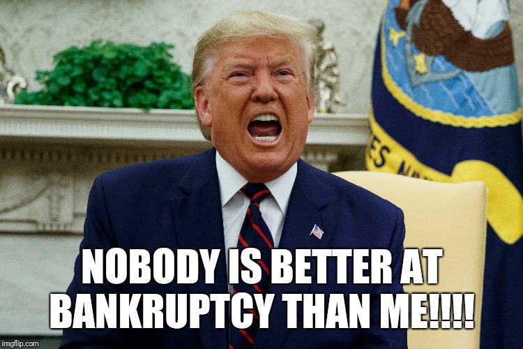 NOBODY IS BETTER AT BANKRUPTCY THAN ME!!!! | image tagged in trump | made w/ Imgflip meme maker