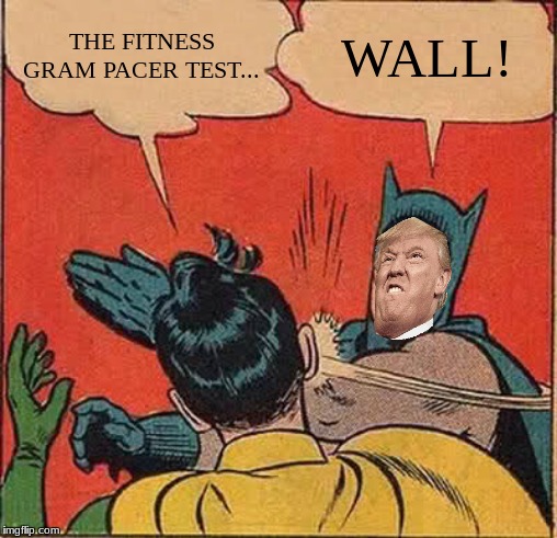 Batman Slapping Robin Meme | THE FITNESS GRAM PACER TEST... WALL! | image tagged in memes,batman slapping robin | made w/ Imgflip meme maker