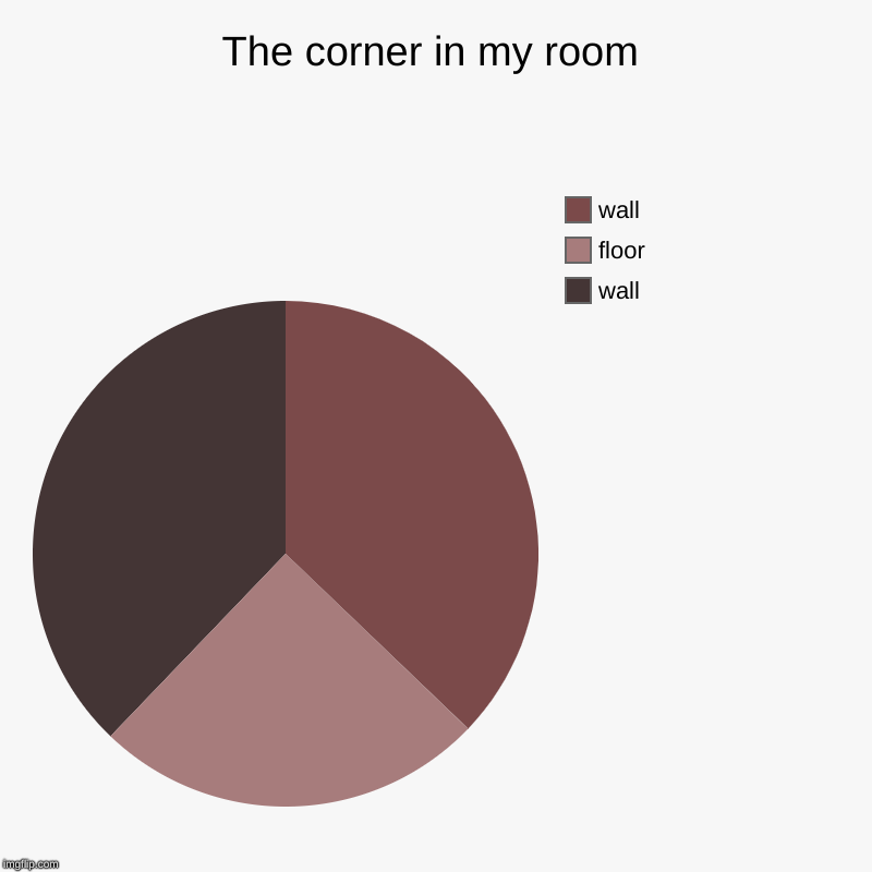 The corner in my room | wall, floor, wall | image tagged in charts,pie charts | made w/ Imgflip chart maker