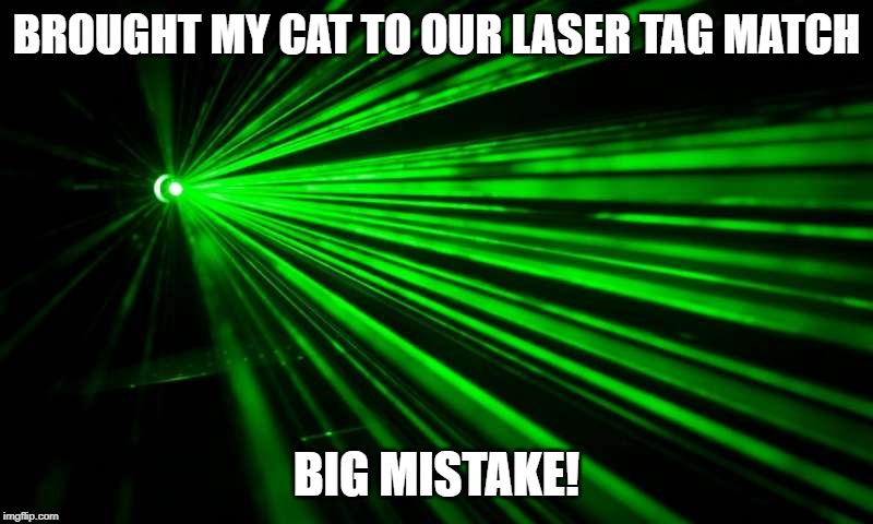 Killer Kitty | BROUGHT MY CAT TO OUR LASER TAG MATCH; BIG MISTAKE! | image tagged in laser tag | made w/ Imgflip meme maker