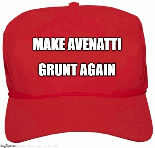 Red Hat | MAKE AVENATTI; GRUNT AGAIN | image tagged in red hat | made w/ Imgflip meme maker