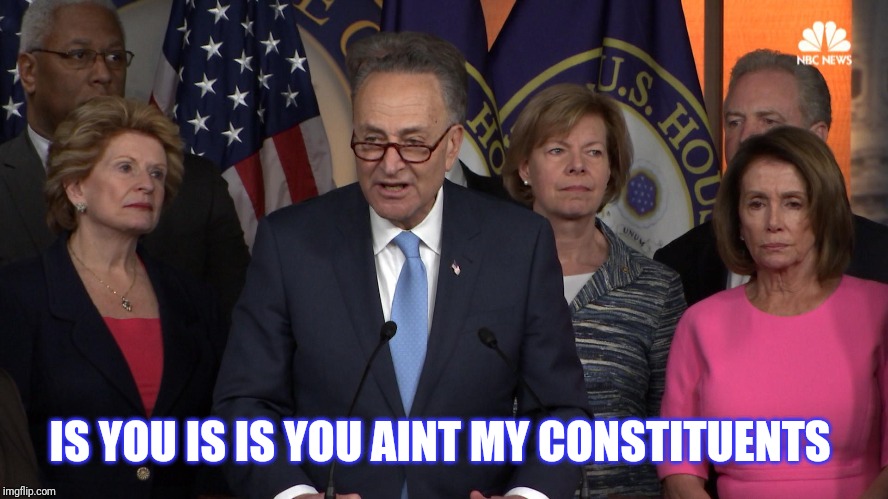 Democrat congressmen | IS YOU IS IS YOU AINT MY CONSTITUENTS | image tagged in democrat congressmen | made w/ Imgflip meme maker