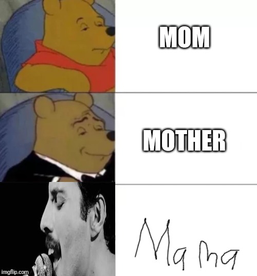 Mom | MOM; MOTHER | image tagged in fancy pooh,memes,freddie mercury | made w/ Imgflip meme maker