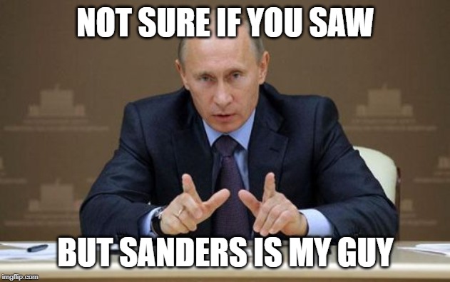 Vladimir Putin Meme | NOT SURE IF YOU SAW BUT SANDERS IS MY GUY | image tagged in memes,vladimir putin | made w/ Imgflip meme maker