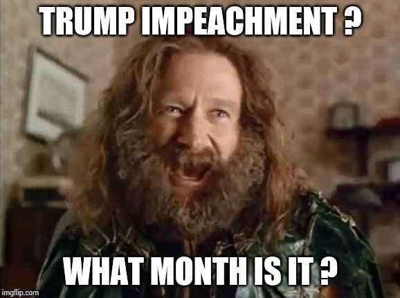 What Year Is It Meme | TRUMP IMPEACHMENT ? WHAT MONTH IS IT ? | image tagged in memes,what year is it | made w/ Imgflip meme maker