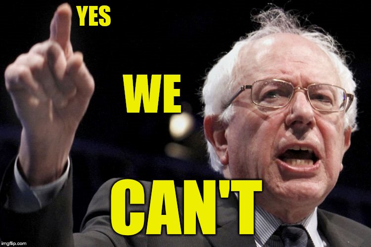 Bernie Sanders | YES CAN'T WE | image tagged in bernie sanders | made w/ Imgflip meme maker