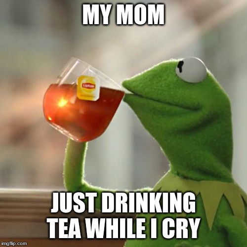 But That's None Of My Business Meme | MY MOM; JUST DRINKING TEA WHILE I CRY | image tagged in memes,but thats none of my business,kermit the frog | made w/ Imgflip meme maker