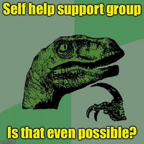 Philosoraptor Meme | Self help support group; Is that even possible? | image tagged in memes,philosoraptor | made w/ Imgflip meme maker