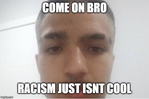 cool | COME ON BRO; RACISM JUST ISNT COOL | image tagged in cool | made w/ Imgflip meme maker