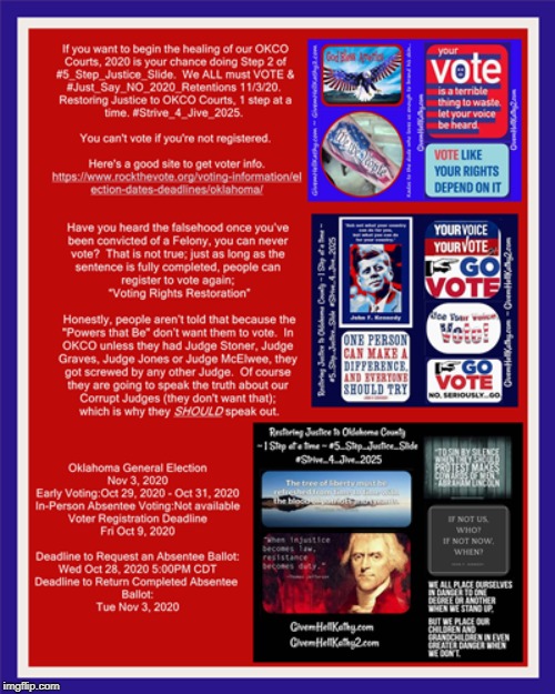 Restoring Justice to OKCO Courts ~ 1 Step at a time ~ 
#5_Step_Justice_Slide  ~ #Strive_4_Jive_2025
GivemHellKathy.com | image tagged in oklahoma,court,corruption,supreme court,judge,tyranny | made w/ Imgflip meme maker
