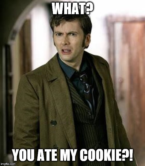 Cookie | WHAT? YOU ATE MY COOKIE?! | image tagged in tardis | made w/ Imgflip meme maker