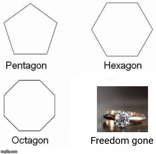 Pentagon Hexagon Octagon Meme | Freedom gone | image tagged in memes,pentagon hexagon octagon | made w/ Imgflip meme maker