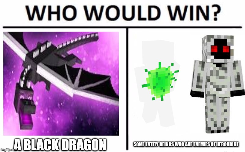 Who Would Win? | A BLACK DRAGON; SOME ENTITY BEINGS WHO ARE ENEMIES OF HEROBRINE | image tagged in memes,who would win | made w/ Imgflip meme maker