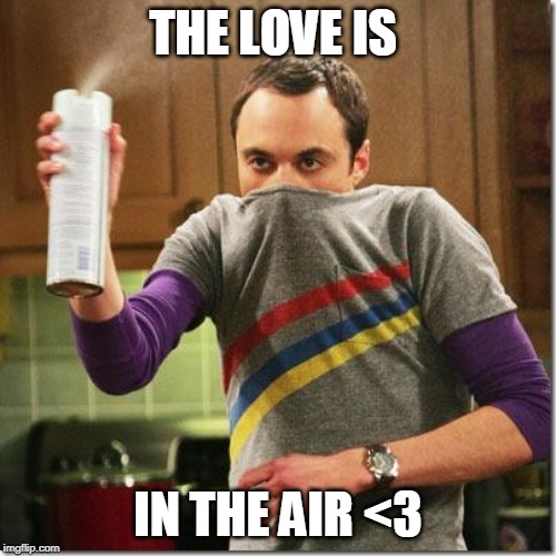 air freshener sheldon cooper | THE LOVE IS; IN THE AIR <3 | image tagged in air freshener sheldon cooper | made w/ Imgflip meme maker