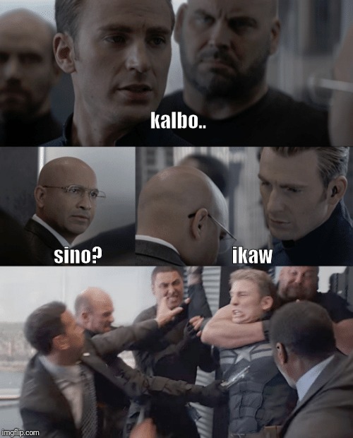Captain america elevator | kalbo.. sino? ikaw | image tagged in captain america elevator | made w/ Imgflip meme maker