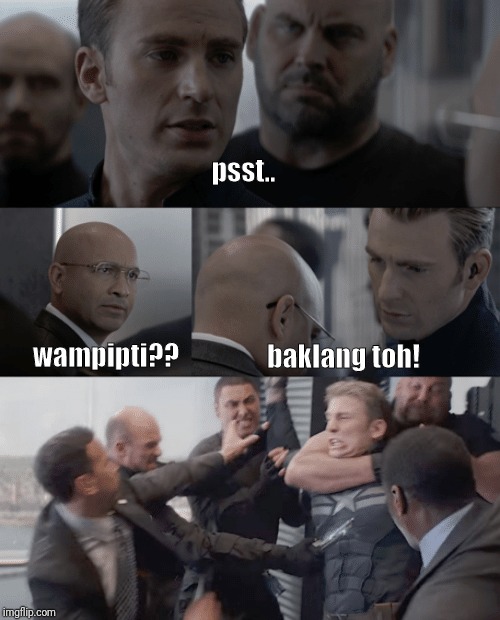 Captain america elevator | psst.. wampipti?? baklang toh! | image tagged in captain america elevator | made w/ Imgflip meme maker