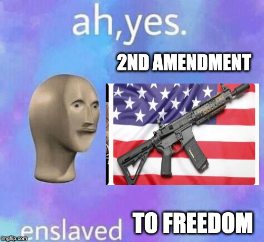 2nd Amendment | 2ND AMENDMENT; TO FREEDOM | image tagged in ah yes enslaved,2nd amendment,freedom,gun rights,constitution | made w/ Imgflip meme maker