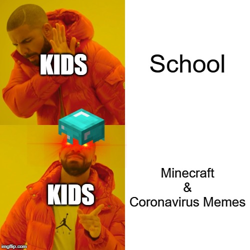 Drake Hotline Bling Meme | School; KIDS; Minecraft & Coronavirus Memes; KIDS | image tagged in memes,drake hotline bling | made w/ Imgflip meme maker